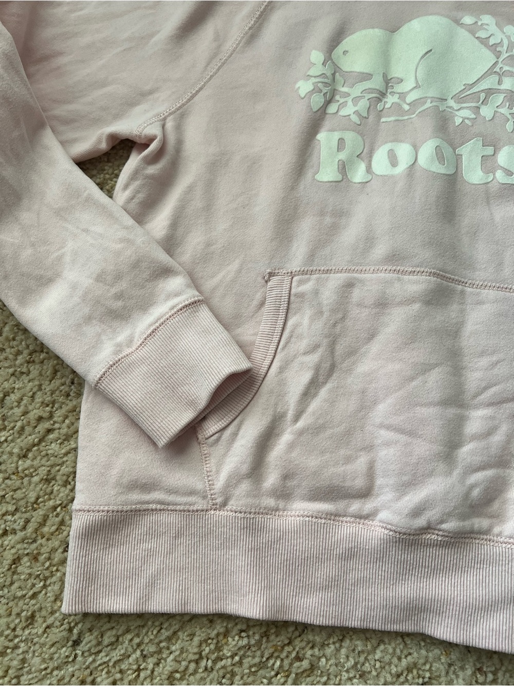 Roots Women's Light Pink Logo Hoodie Sweatshirt - Picture 7 of 9
